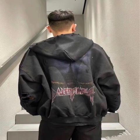 Balenciaga✨Oversize厚磅鐵塔連帽拉鍊連帽外套 #1碼