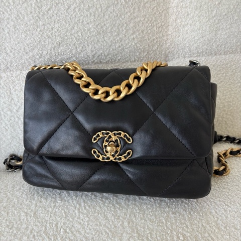 Chanel香奈兒 19bag小號黑色單肩包斜挎包