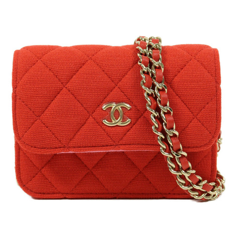 CHANEL Jersey Quilted Mini Flap Clutch With Chain鏈帶肩背袋