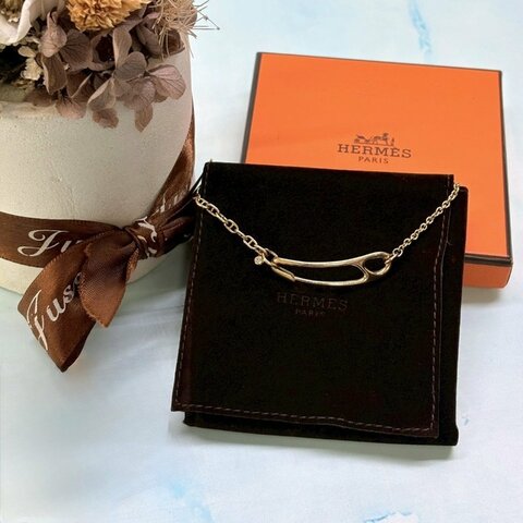 HERMES 18K玫瑰金別針鑽石手鍊