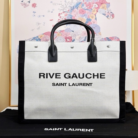 SAINT LAURENT聖羅蘭 米黑色休閒手提包 托特包