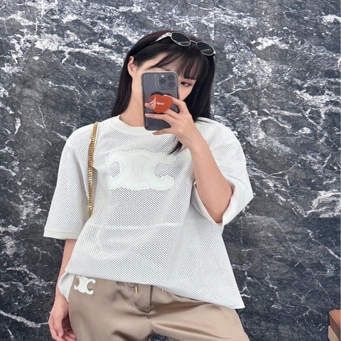 CELINE✨真皮全羊皮凱旋門短袖上衣 T 原價30萬