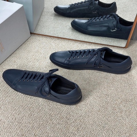 VERSACE 範思哲 深藍色全皮系帶休閒鞋板鞋44碼