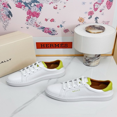 BALLY 巴利 女士白綠拼色系帶休閒鞋 板鞋   尺碼38.5