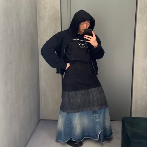 Balenciaga✨Cargo牛仔拼接拉鍊長裙 可拆成短裙中長裙長裙三種穿法 原價13萬多 #34碼