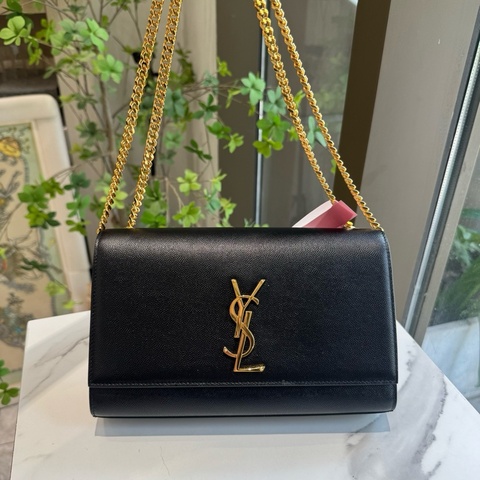 聖羅蘭ysl 黑金魚子醬中號kate鏈條包 尺寸24