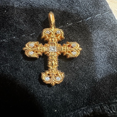 Chrome hearts 22k克羅心火焰十字架