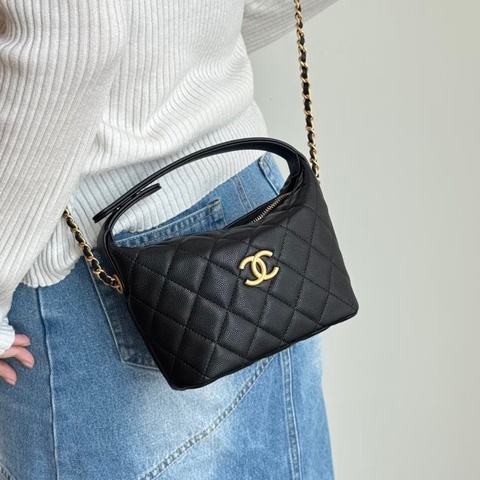 💎Chanel香奈兒｜25P 黑金荔枝皮 hobo飯盒包手提單肩斜挎包｜98新 芯片款