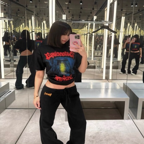 Balenciaga✨暗黑窗簾燈光塗鴉字母短袖上衣T #S