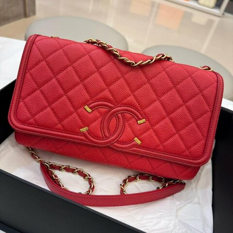 CHANEL vanity 紅色斜背包(保卡款)