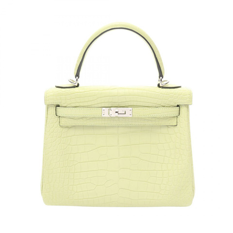 愛馬仕 Kelly 25 Jaune Bourgeois 兩用款，內縫線手提包，霧面鱷魚皮