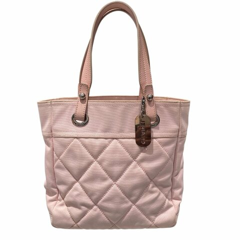CHANEL 香奈兒 PARIS BIARRITZ PM 粉色 帆布 銀