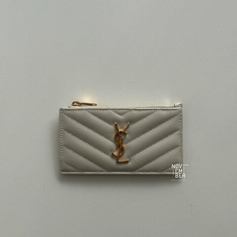 98新🆕 Saint Laurent 聖羅蘭 卡包 白色金釦