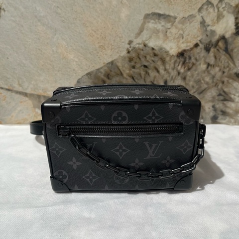 Louis Vuitton黑灰字花 Mini Soft Trunk