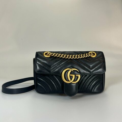 GUCCI 446744  黑Marmont掀蓋包 22CM