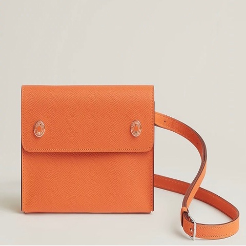 愛馬仕～HERMES SNAP WALLET.  /ORANGE FIELD（琺瑯扣）歡迎使用折扣劵