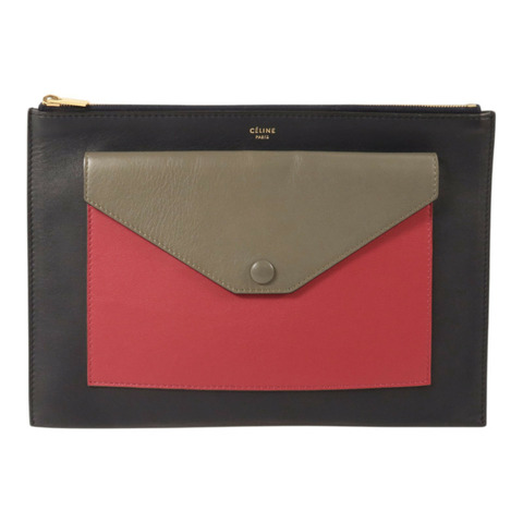 CELINE 牛皮皮革Clutch Bag金扣手拿包