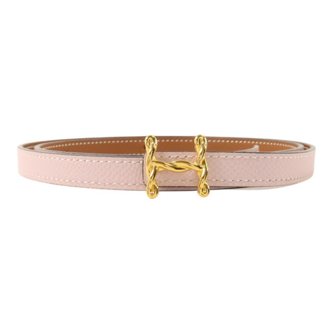HERMES Epsom皮革H Torsade Buckle Reversible Belt 85cm金扣皮帶Mauve Pale/Gold