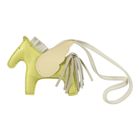 HERMES Milo皮革Redeo Pegase PM掛飾Jaune Bourgeon/Brume/Nata