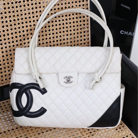 Chanel黑白康鹏tote机场包单肩包
