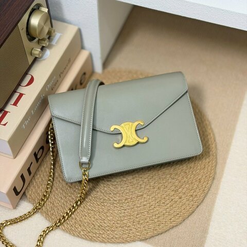 🏷Celine 瑟琳．Margo 凱旋門WOC 季節限定 Green Clay 灰綠色