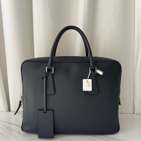 普拉達 Prada 藍色 側標 公文包