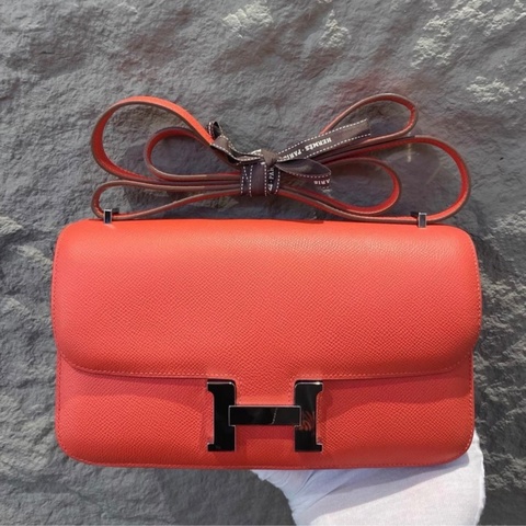 99新 Hermes 愛馬仕 Constance 康康elan 紅色 P刻 附件塵袋