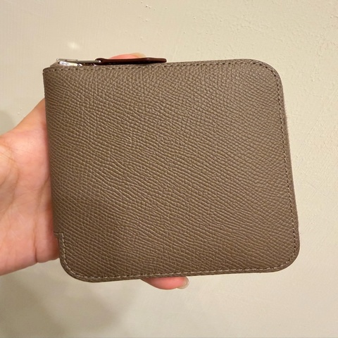 Hermès silk’in 絲巾短夾 大象灰