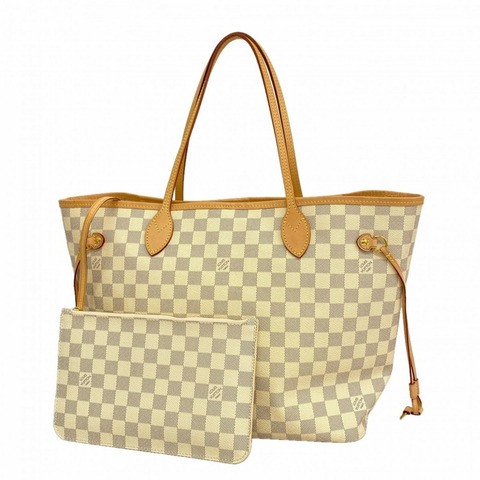 路易威登 Damier Azur Neverfull MM 手提包 N41361 白色 女士