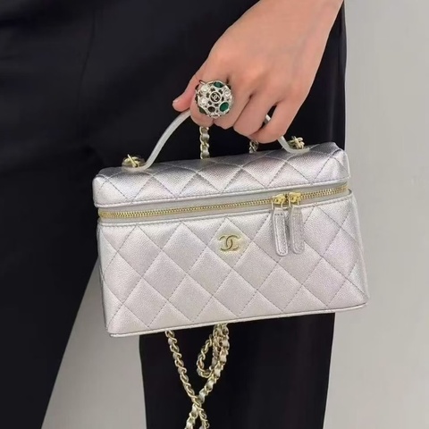 💎Chanel香奈兒｜25K白金荔枝皮LP盒子包鏈條包｜99新 芯片款