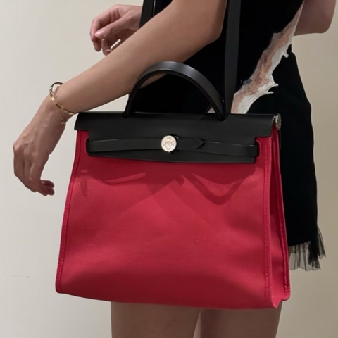 🐎Hermes愛馬仕｜herbag31 銀扣帆布拼皮｜98新｜T刻