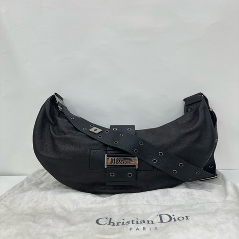 Dior punk黑色半月包 寬肩帶 大號 龐克風