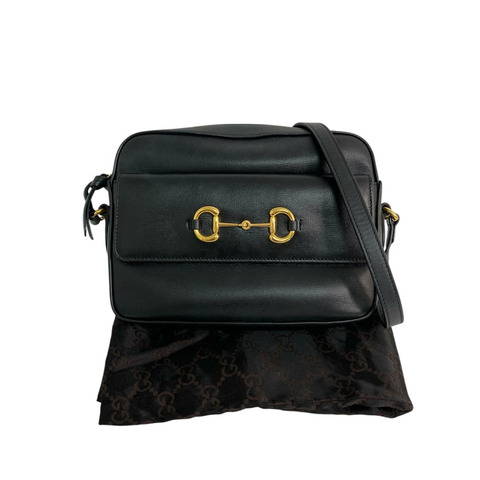 ☆ GUCCI 古馳 Black Calfskin Horsebit Crossbody Bag 黑色小牛皮斜揹袋 645454-267011817