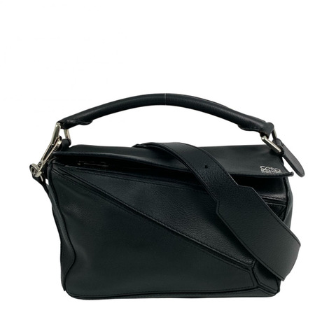 △ LOEWE 羅意威 Black Calfskin Puzzle 2 way bag 黑色小牛皮兩用袋-267012302