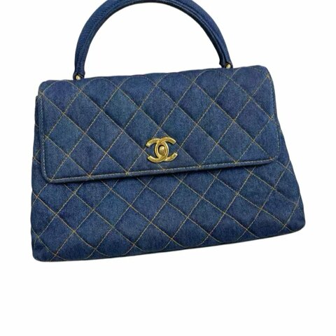CHANEL菱格紋雙C扣牛仔凱莉包