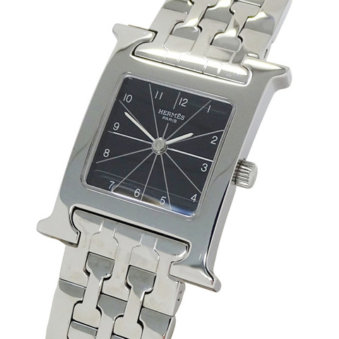 愛馬仕 (Hermes) 女士腕錶品牌 H-Watch 石英 QZ 不鏽鋼 SS HH1.210 銀色黑色 OH