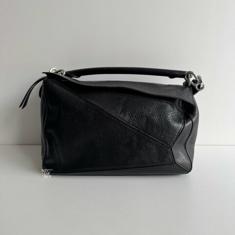 99新🆕 LOEWE 羅意威 Puzzle Medium 黑色銀釦