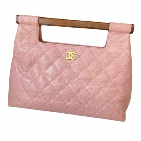 CHANEL魚子醬菱格紋雙C logo 手提包