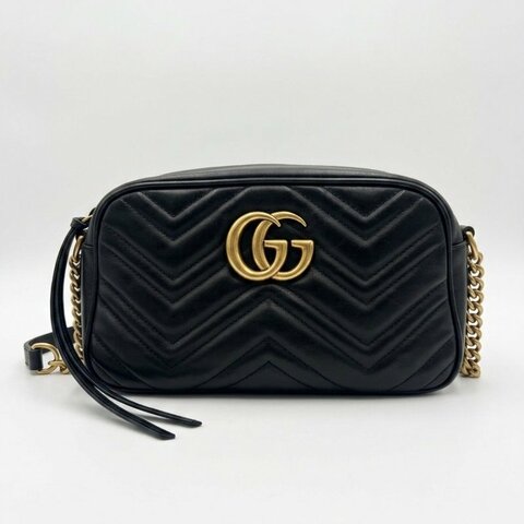 GUCCI 黑色山型紋相機包