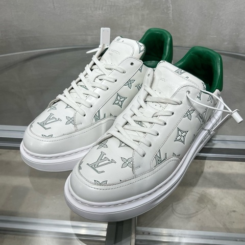 Louis Vuittion/路易威登 LV Beverly Hills 白綠滿印板鞋 40.5碼