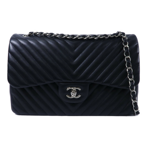 CHANEL 羊皮皮革Chevron Classic Flap Bag鏈帶肩背袋
