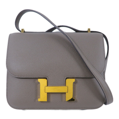 HERMES Epsom皮革Constance Mini肩背袋Etain