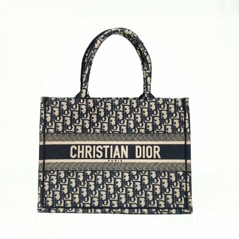 DIOR BookTote中號36藍色帆布2025肩背包