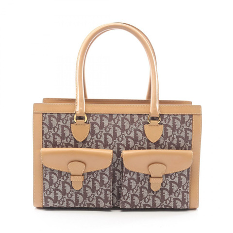 Christian Dior Trotter 手提包，帆布皮革，米棕色，二手女款