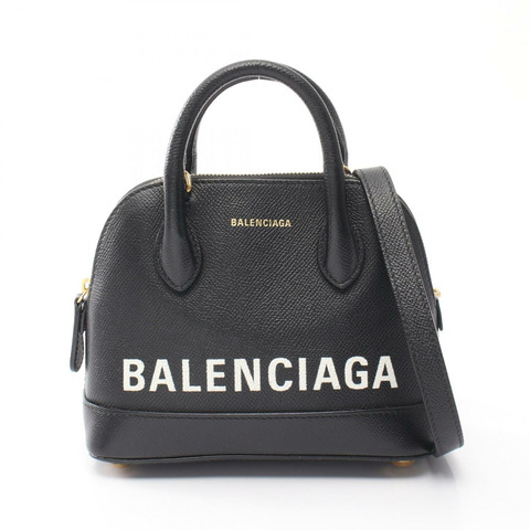 BALENCIAGA 內建頂部提把 XXS 斜背包 525050 黑色皮革 二手