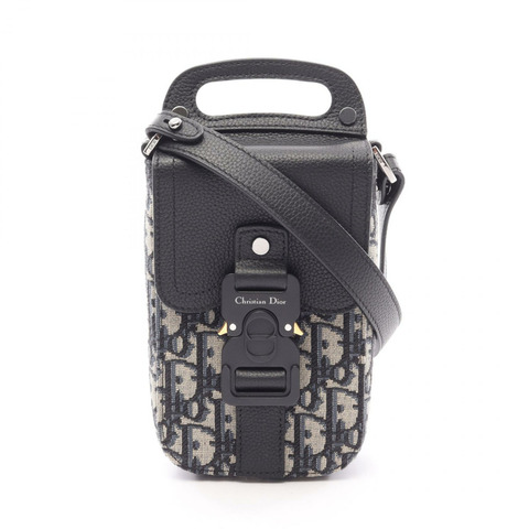 Dior Saddle Vertical Pouch Oblique 肩背包，帆布皮革，米色、海軍藍、黑色