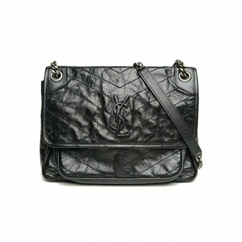 SAINT LAURENT Niki中號28黑色牛皮銀扣肩背包
