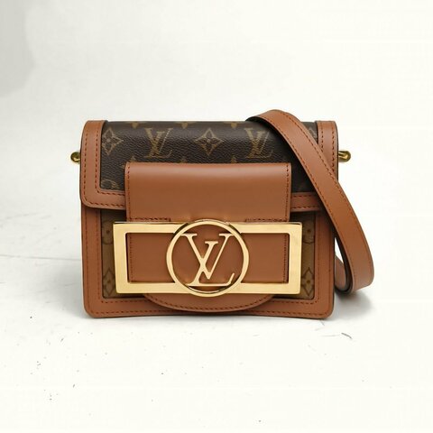 LOUIS VUITTON 棕色牛皮晶片達芙妮lockxl秀款斜挎包肩背包