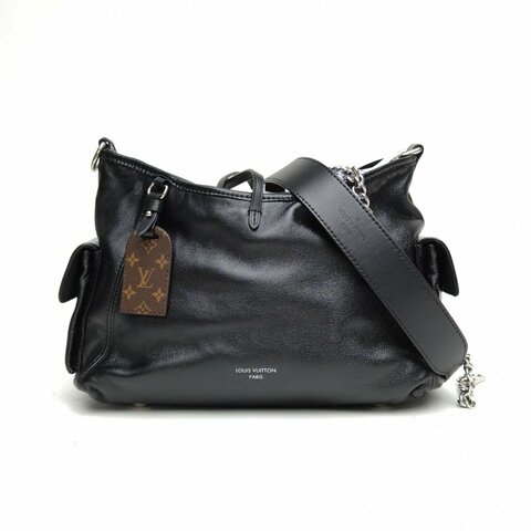 LOUIS VUITTON CARRYALLCargo小號黑色羊皮銀扣晶片肩背包