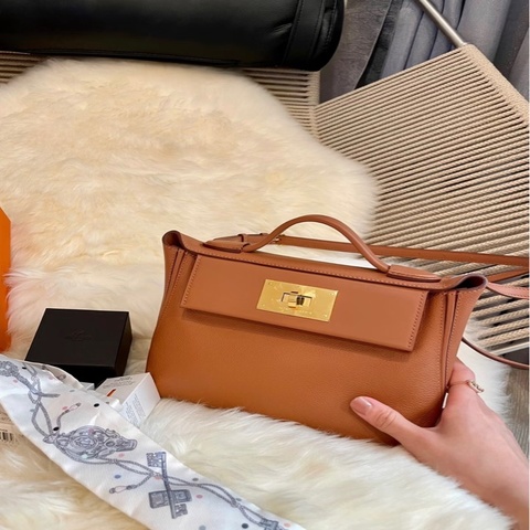 🐎Hermes愛馬仕🧡2424 mini 金棕金扣閒置新全配B刻